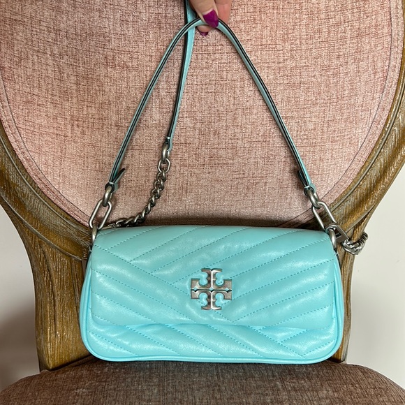TORY BURCH Kira Small Chevron Shoulder Bag - Light Blue - Picture 2 of 9